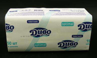 Рушник паперовий Диво Optimal V-складання 2 шари білі 150 аркушів в упаковці