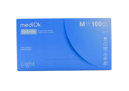 Рукавички mediOK одноразові нітрилові сині M 100 шт - 2