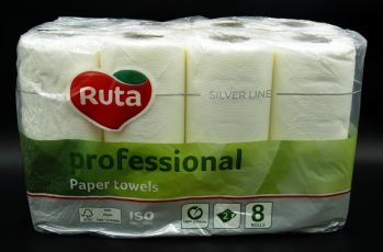 Полотенце бумажное белое 2-слоя Professional 8 рулонов Ruta
