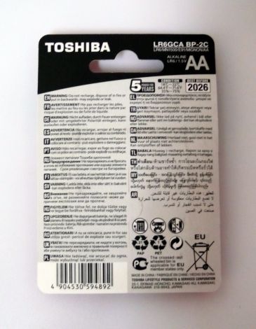Батарейка TOSHIBA LR6 2шт на блистере - 2