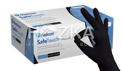 Перчатки нитриловые Safe Touch чёрные M 5,0 г 100 шт