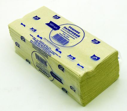 Салфетка-вкладыш V-сложение серая 160 листов в упаковке Папір-Мал - 1