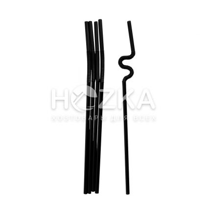 Трубочки с длинным гофром чёрные 27 см 100 шт - 1
