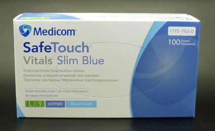 Перчатки смотровые Medicom нитриловые текстурированные L 100 шт Safe Touch Vitals - 1