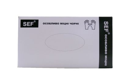 Перчатки SEF нитриловые защитные прочные черные S 100 шт - 1