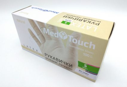 Перчатки MedTouch латексные б/пудры 100шт S - 2