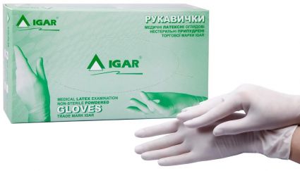Перчатки IGAR латексные L 100 шт. уп. - 1