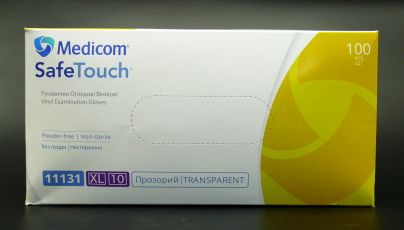 Перчатки смотровые Medicom виниловые XL100 шт Safe Touch без пудры нестерильные