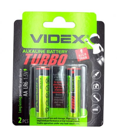 Батарейка Videx LR06/AA TURBO 2шт - 1