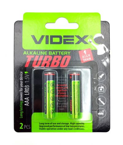 Батарейка Videx LR03/AAA TURBO 2 шт - 1