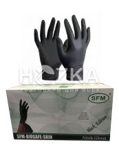 Перчатки SFM нитриловые чёрные L 200шт