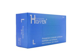 Перчатки Hoffen одноразовые нитрил текстурированные синие L 100 шт