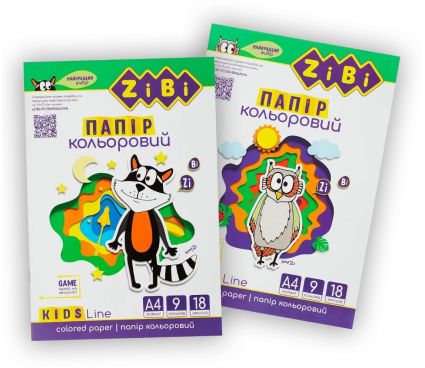 Кольоровий папір 9 кольорів 18 аркушів - 1