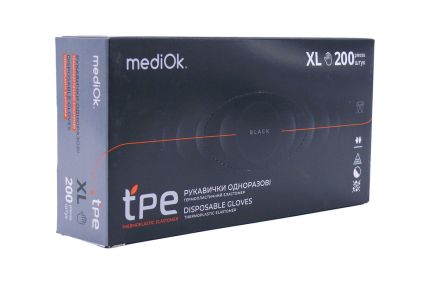 Перчатки mediOK одноразовые ТРЕ черные XL 200 шт - 2