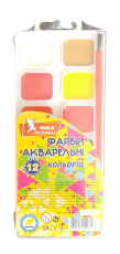Краски акварельные 12 цветов с кисточкой