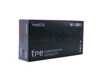 Перчатки mediOK одноразовые ТРЕ черные M 200 шт - 1