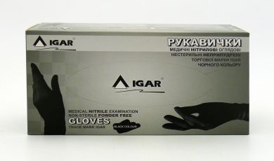 Рукавички IGAR нітрілові чорні S 200 шт