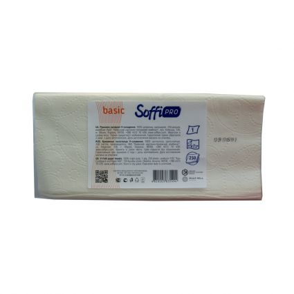 Полотенце бумажное SoffiPRO Basic V-скл.1 слой белые 250л/уп - 1