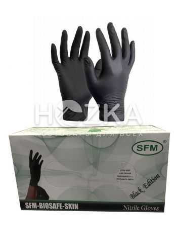 Перчатки SFM нитриловые чёрные L 200шт - 1