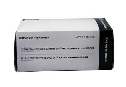 Перчатки SEF нитриловые защитные крепкие черные L 100 шт - 2