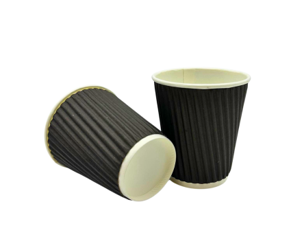 Стакан гофрированный 175 мл 25 шт черный (кр.13359) - 1