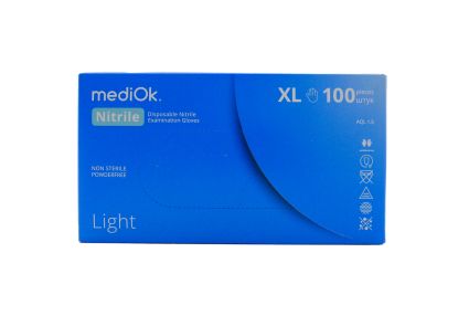 Рукавички mediOK одноразові нітрілові сині XL 100 шт - 1