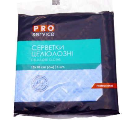 Серветка целюлозна PROservice 18*18 см синя 5 шт - 1