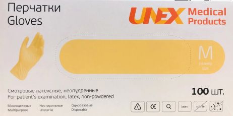 Рукавички латексні UNEX 100 шт. M