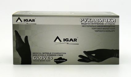 Перчатки IGAR нитриловые черные L 200 шт - 1
