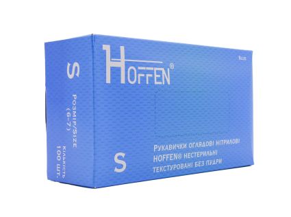 Перчатки HOFFEN одноразовые нитрил синие S 100 шт - 1