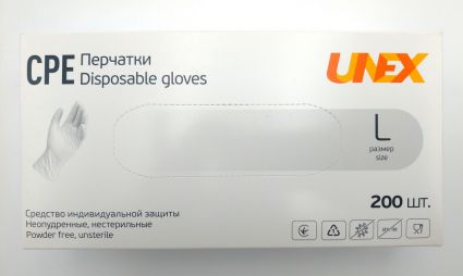 Перчатки полиэтиленовые литые Unex - 2