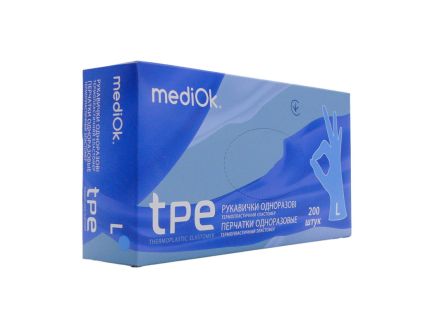 Перчатки mediOK одноразовые ТРЕ синие L 200 шт - 2