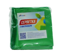 Салфетка микрофибра CleanUp для стекла зеленая 5 шт 35х35 см