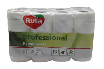 Рушник паперовий білий двошаровий Professional 8 рулонів Ruta