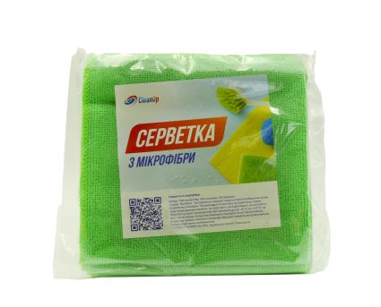 Салфетка микрофибра СleanUp универсальная зелёная 30х30 см 5 шт - 1