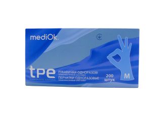 Перчатки mediOK одноразовые ТРЕ синие M 200 шт