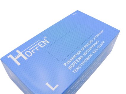 Рукавички Hoffen одноразові нітріл текстуровані сині L 100 шт - 4