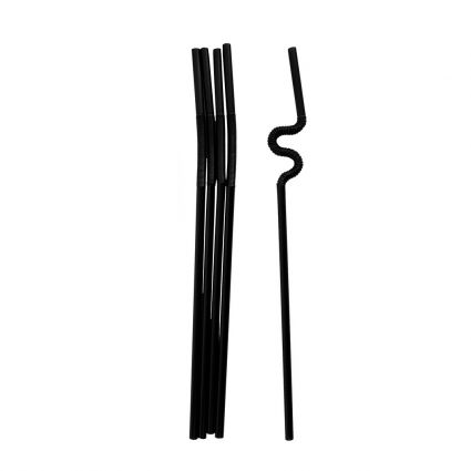 Трубочки с длинным гофром чёрные 27 см 100 шт - 1